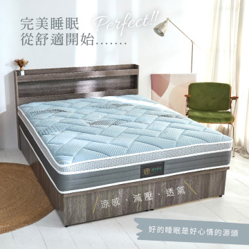 【藤原傢俬】藍庭涼感冰絲硬式獨立筒床墊
