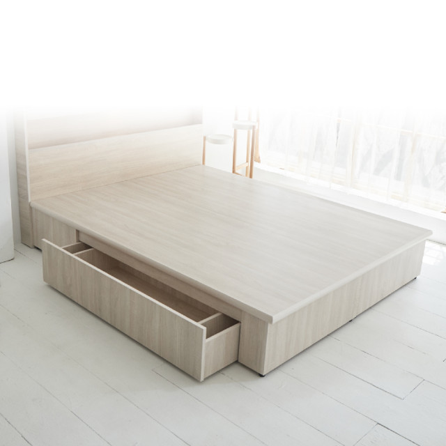 【藤原傢俬】白色戀人木芯板收納空間床底/架-單抽 (不含床頭)