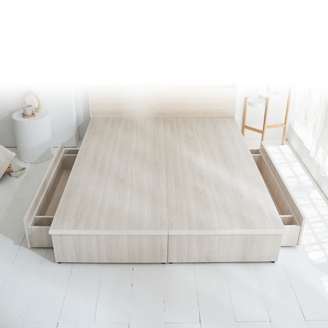 【藤原傢俬】白色戀人木芯板收納空間床底/架-雙抽 (不含床頭)