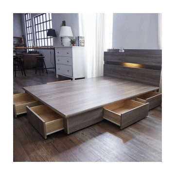 【藤原傢俬】全木芯板新6抽2件式房間組(新6抽屜床架床底+2層收納床頭)