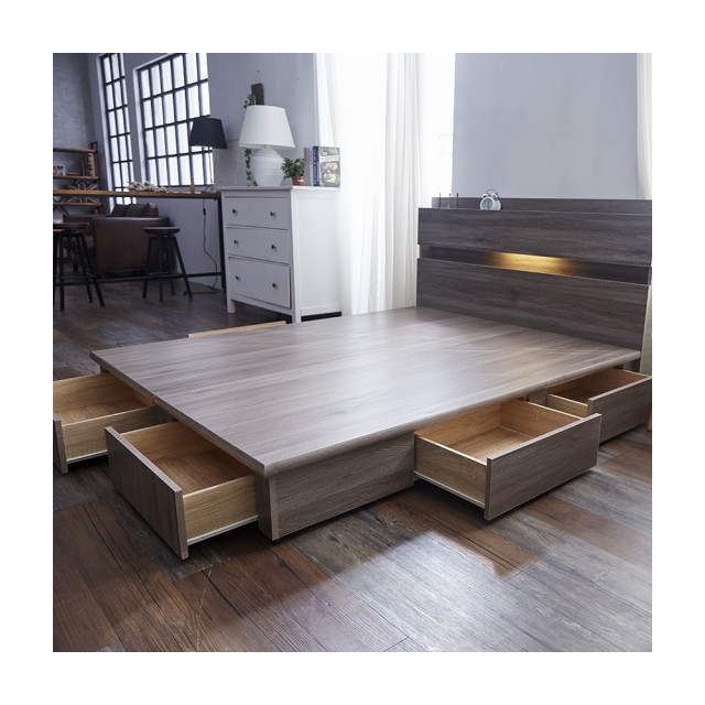 【藤原傢俬】全木芯板新6抽2件式房間組(新6抽屜床架床底+2層收納床頭)